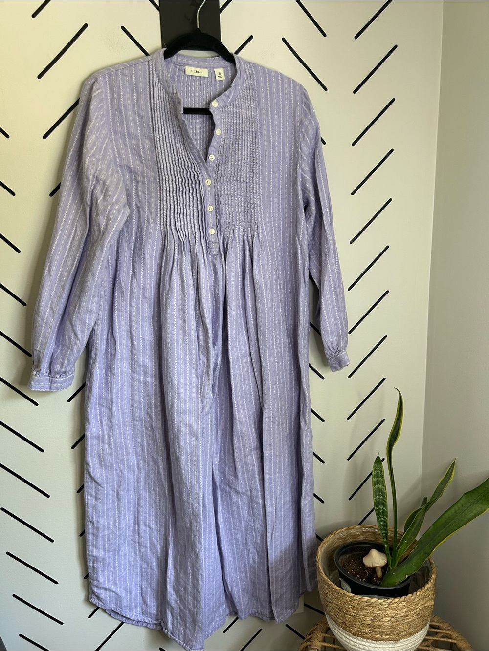 L.L. Bean 90s vintage pintuck button front maxi cotton sleep dress garden dress